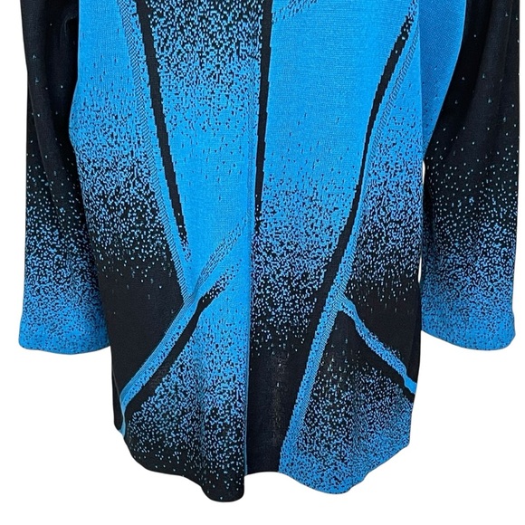 Ming Wang Abstract Acrylic Cardigan Sweater Jacket Women’s Size L Blue Black - Picture 6 of 9